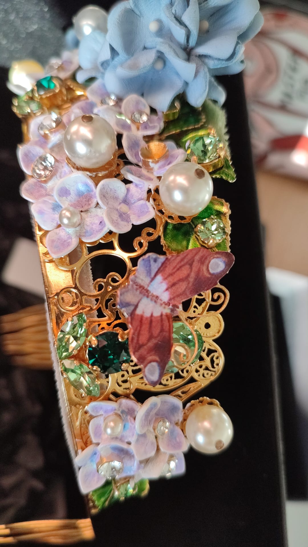 Dolce & Gabbana Gold Crystal Purple Hortensia Headband Crown Diadem -   -  Dolce & Gabbana.