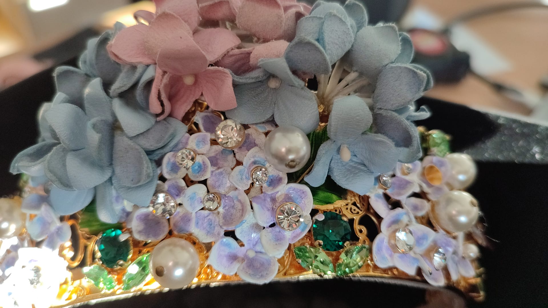 Dolce & Gabbana Gold Crystal Purple Hortensia Headband Crown Diadem -   -  Dolce & Gabbana.