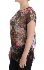 Dolce & Gabbana Black Key Floral Print Silk Blouse T-shirt -   -  Dolce & Gabbana.