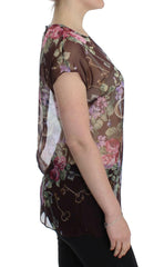 Dolce & Gabbana Black Key Floral Print Silk Blouse T-shirt -   -  Dolce & Gabbana.