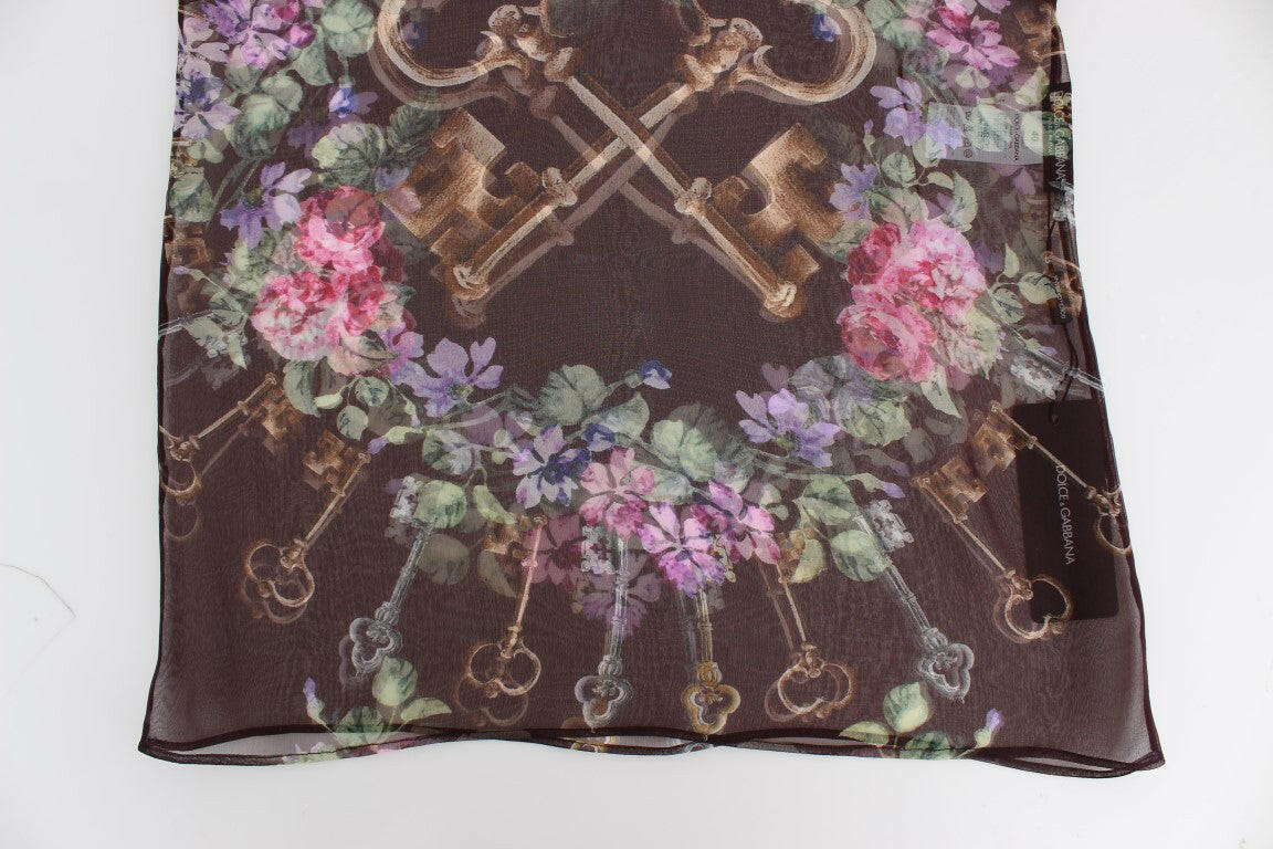 Dolce & Gabbana Black Key Floral Print Silk Blouse T-shirt -   -  Dolce & Gabbana.