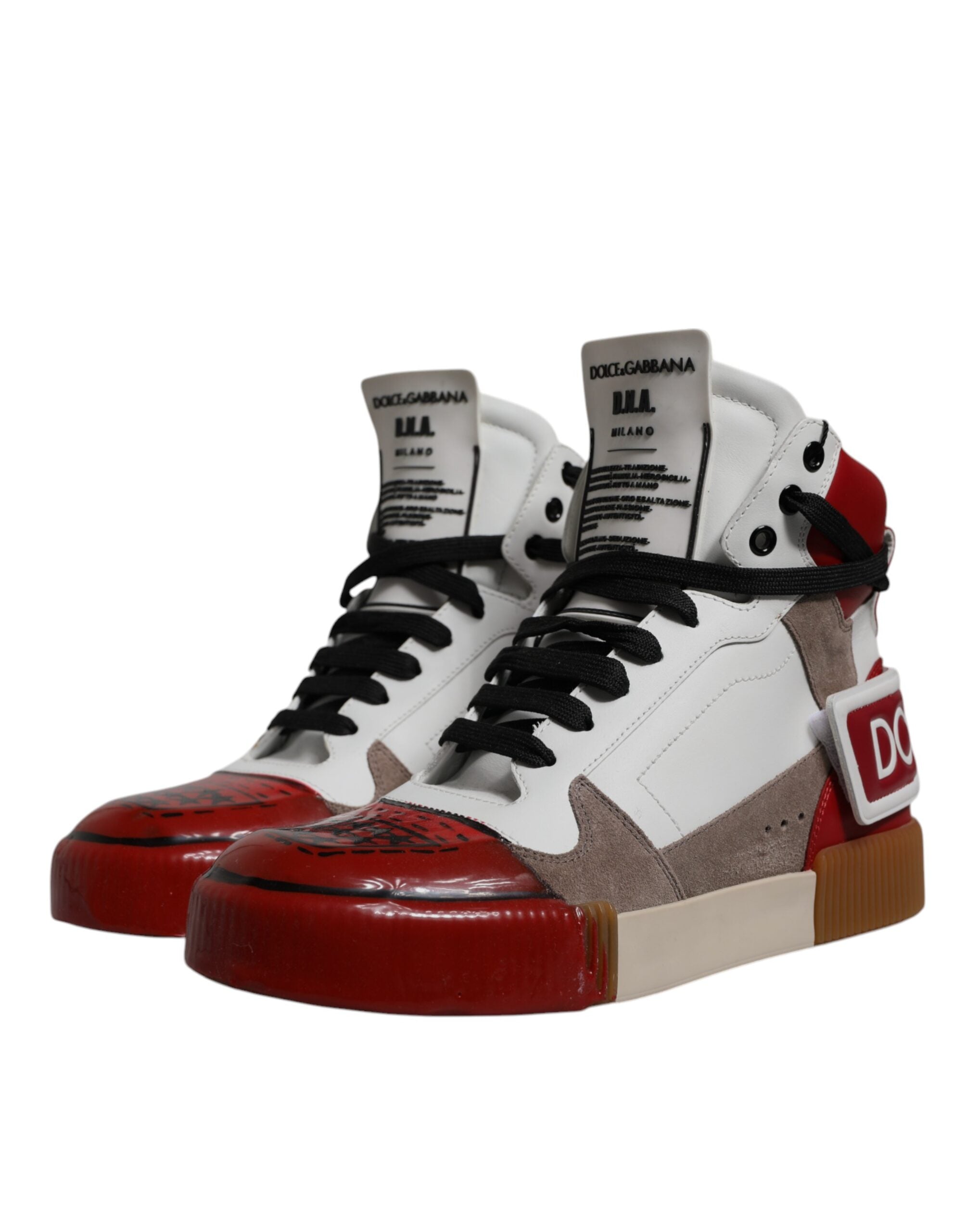 Dolce & Gabbana Multicolor Leather High Top Sneakers Shoes -   -  Dolce & Gabbana.