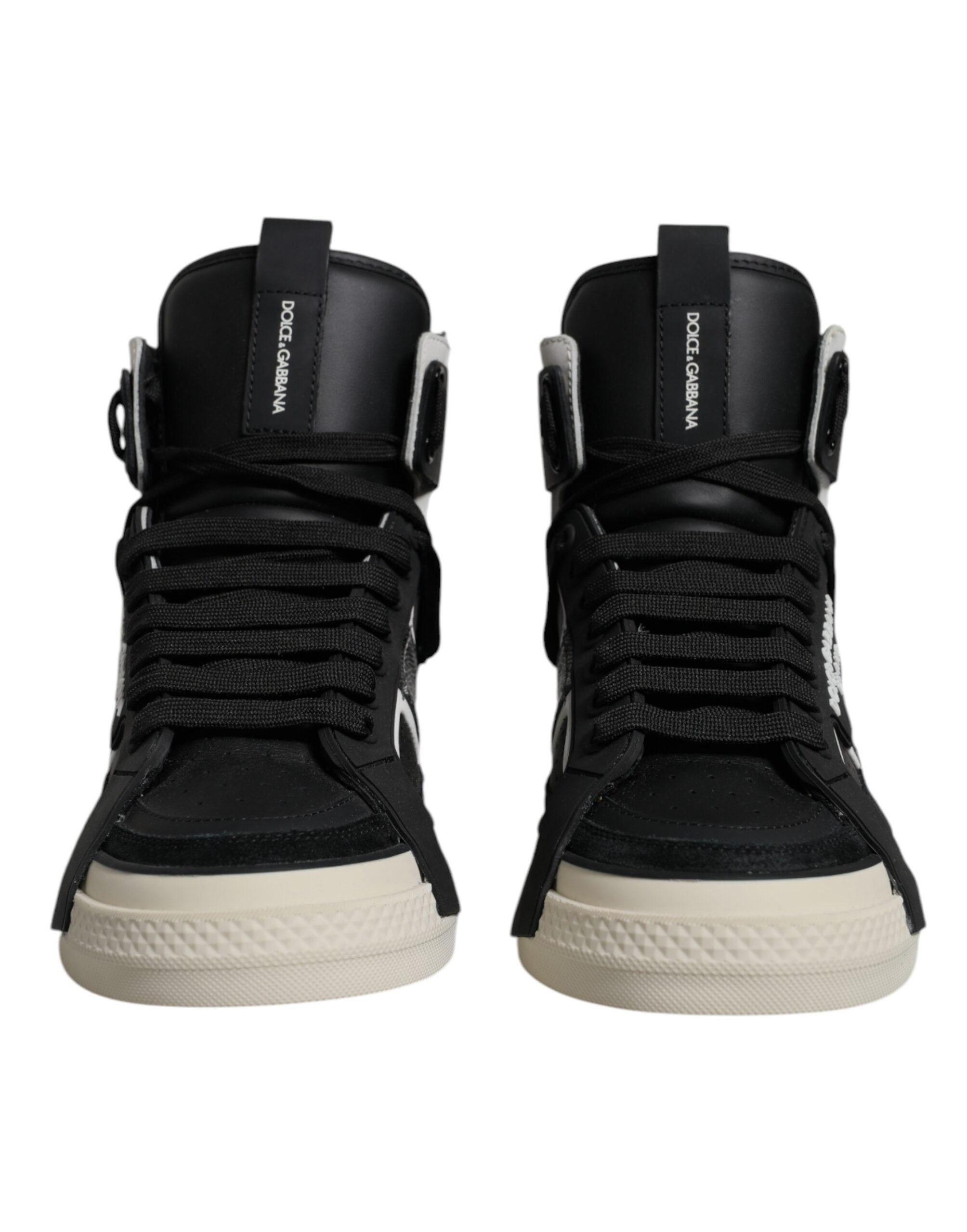 Dolce & Gabbana Black Silver Leather High Top Sneaker Shoes -   -  Dolce & Gabbana.