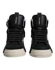Dolce & Gabbana Black Silver Leather High Top Sneaker Shoes -   -  Dolce & Gabbana.
