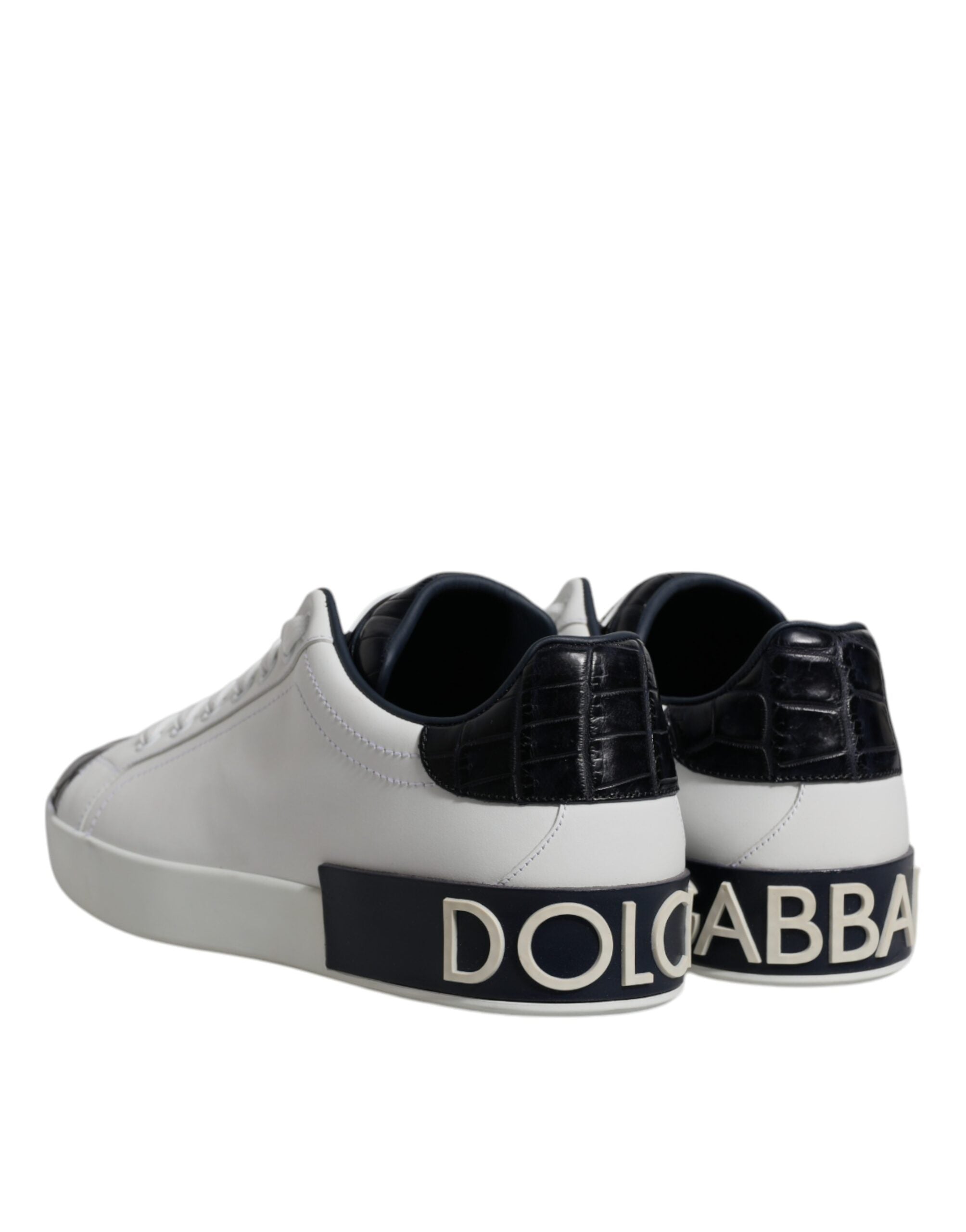 Dolce & Gabbana White Black Leather Portofino Sneakers Shoes -   -  Dolce & Gabbana.