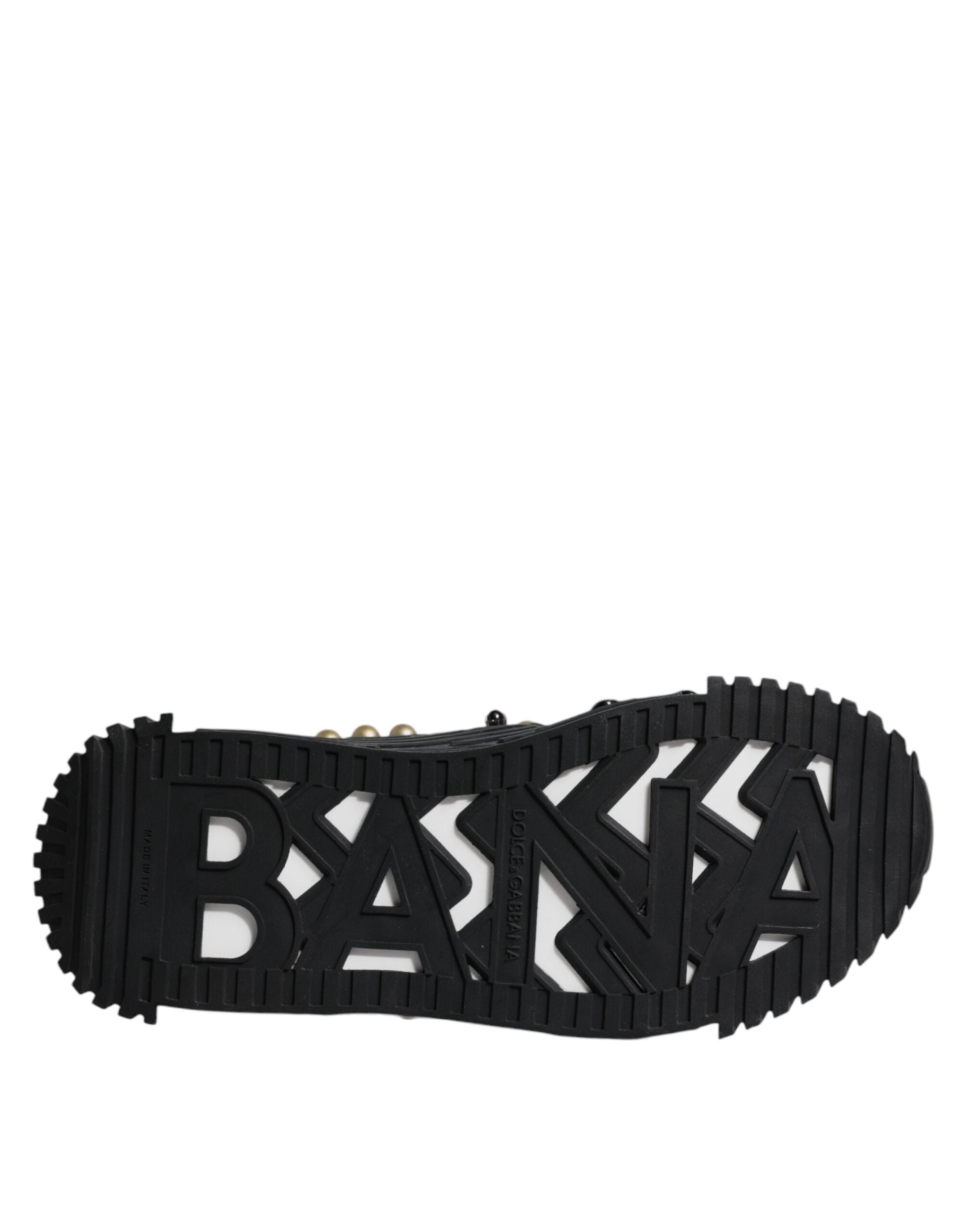 Dolce & Gabbana Black Leather Studded Slides Sandals Shoes -   -  Dolce & Gabbana.