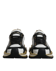 Dolce & Gabbana White Gold Black Leather SUPER KING Sneakers Shoes -   -  Dolce & Gabbana.