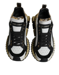 Dolce & Gabbana White Gold Black Leather SUPER KING Sneakers Shoes -   -  Dolce & Gabbana.