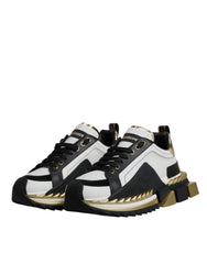 Dolce & Gabbana White Gold Black Leather SUPER KING Sneakers Shoes -   -  Dolce & Gabbana.
