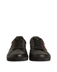 Dolce & Gabbana Black Leather Heart Embellished Sneakers Shoes -   -  Dolce & Gabbana.
