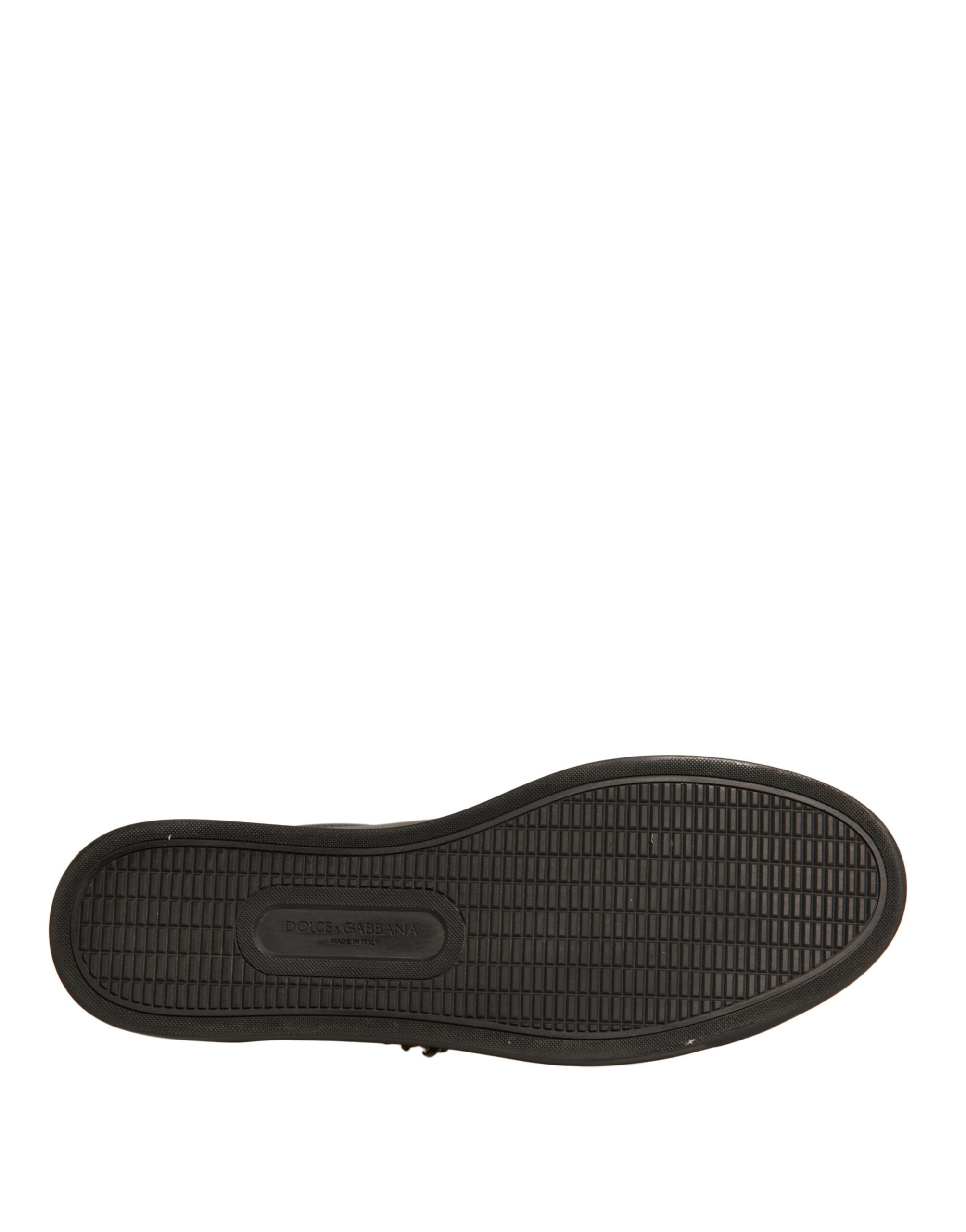 Dolce & Gabbana Black Leather Heart Embellished Sneakers Shoes -   -  Dolce & Gabbana.