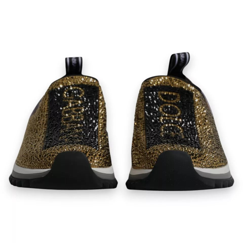 Dolce & Gabbana Gold Rhinestones Sorrento Sneakers Shoes -   -  Dolce & Gabbana.