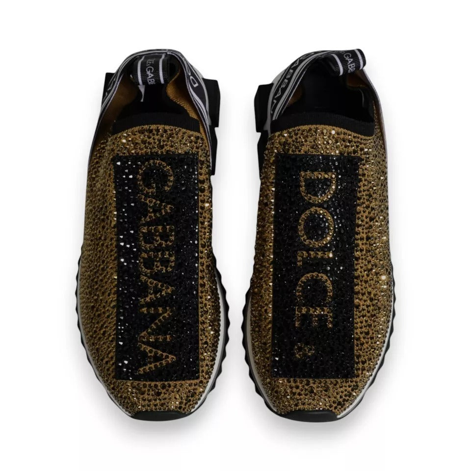 Dolce & Gabbana Gold Rhinestones Sorrento Sneakers Shoes -   -  Dolce & Gabbana.