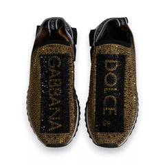 Dolce & Gabbana Gold Rhinestones Sorrento Sneakers Shoes -   -  Dolce & Gabbana.