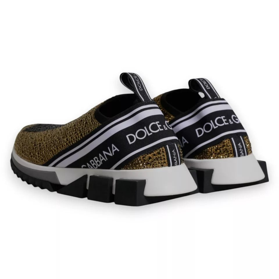 Dolce & Gabbana Gold Rhinestones Sorrento Sneakers Shoes -   -  Dolce & Gabbana.