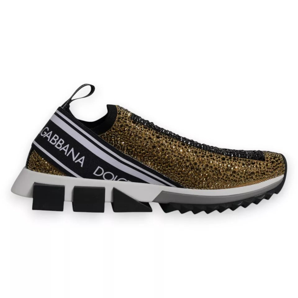 Dolce & Gabbana Gold Rhinestones Sorrento Sneakers Shoes -   -  Dolce & Gabbana.