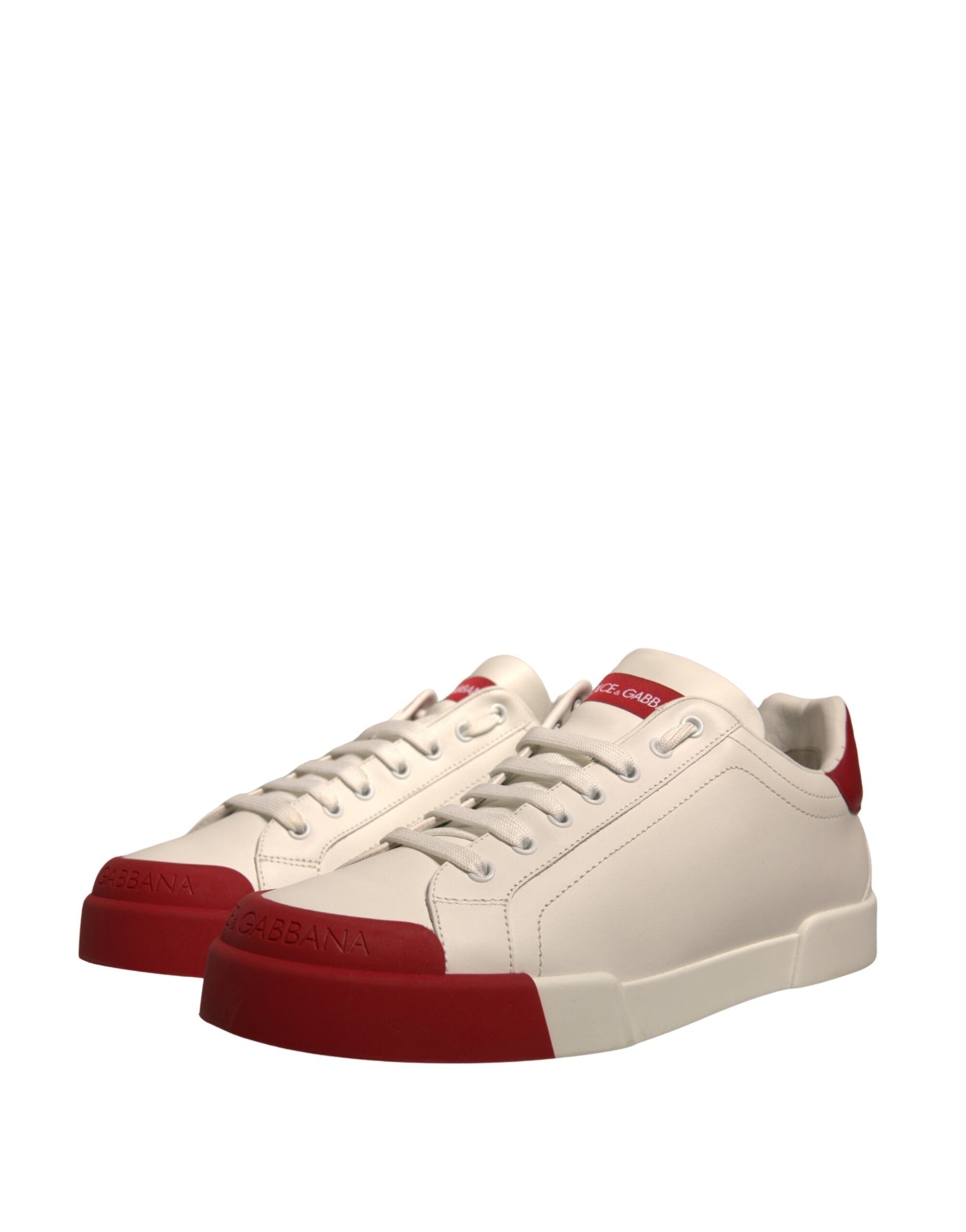 Dolce & Gabbana White Leather Logo Portofino Sneakers Shoes -   -  Dolce & Gabbana.