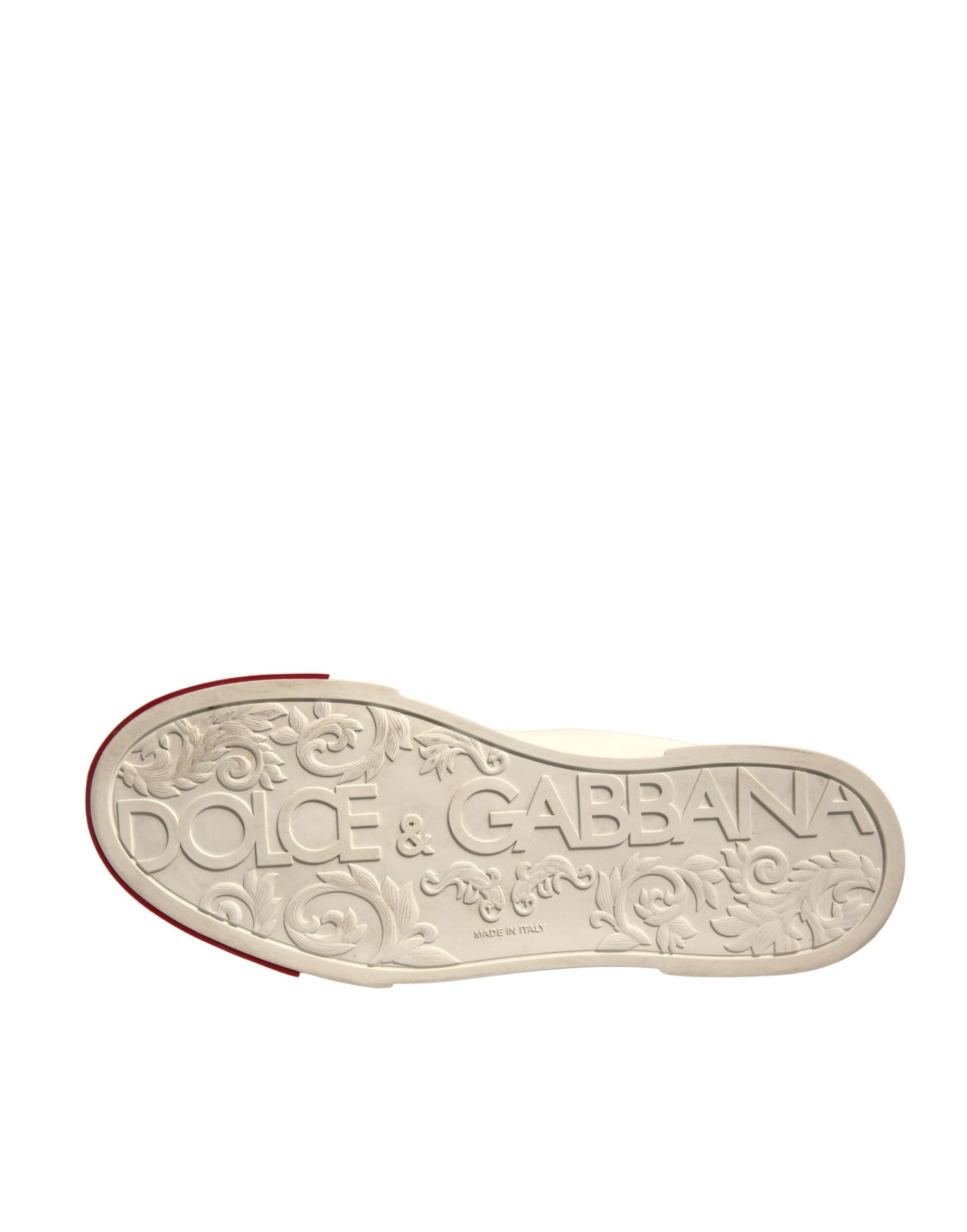 Dolce & Gabbana White Leather Logo Portofino Sneakers Shoes -   -  Dolce & Gabbana.
