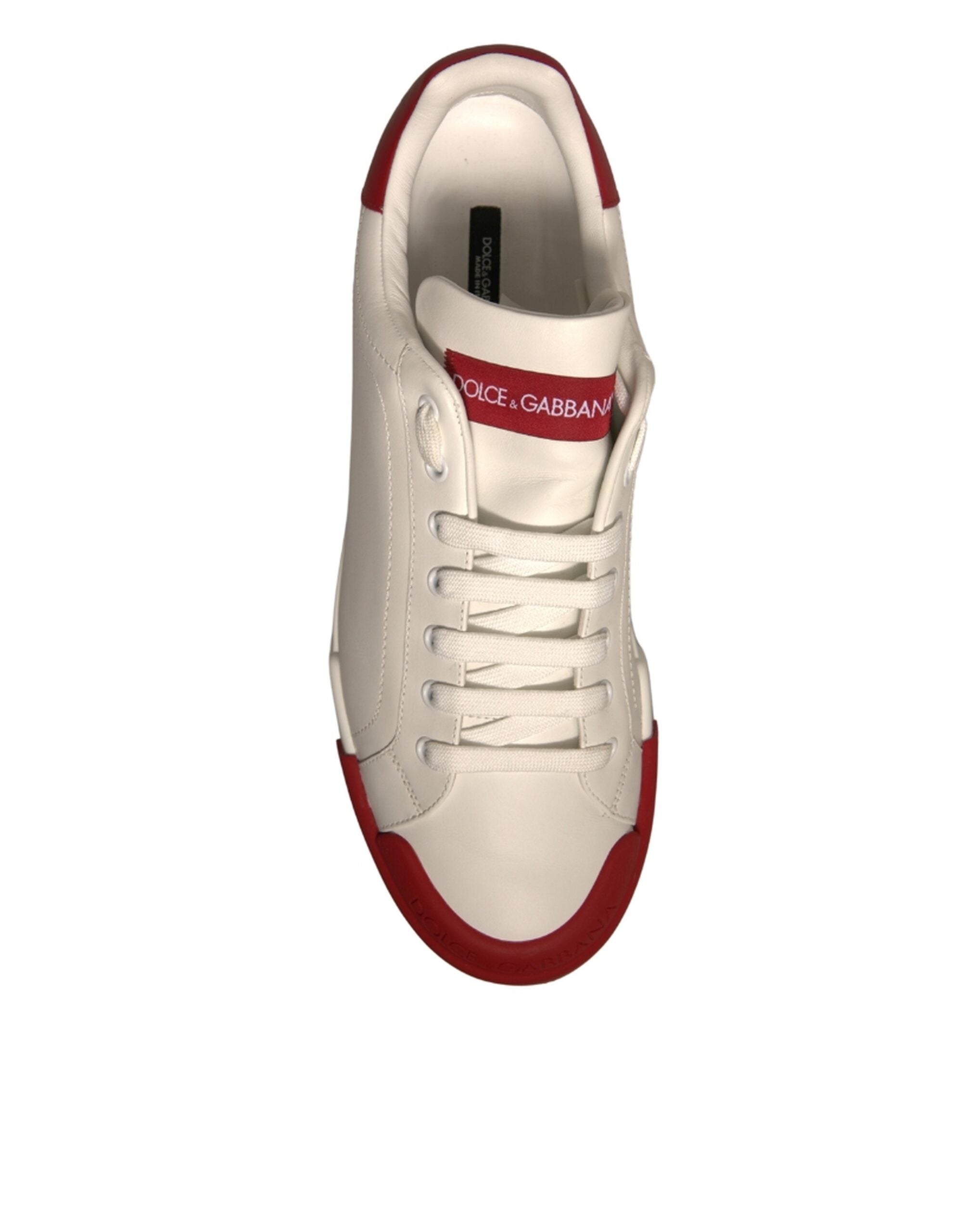 Dolce & Gabbana White Leather Logo Portofino Sneakers Shoes -   -  Dolce & Gabbana.