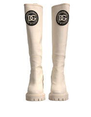 Dolce & Gabbana White DG Logo Hi Trekking Plateau Biker Boots Shoes -   -  Dolce & Gabbana.
