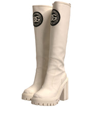 Dolce & Gabbana White DG Logo Hi Trekking Plateau Biker Boots Shoes -   -  Dolce & Gabbana.