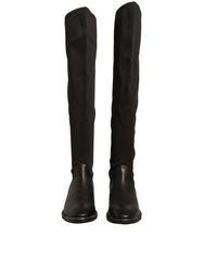 MY TWIN Black Leather Suede Flats High Boots Shoes -   -  MY TWIN.