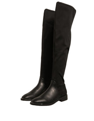 MY TWIN Black Leather Suede Flats High Boots Shoes -   -  MY TWIN.