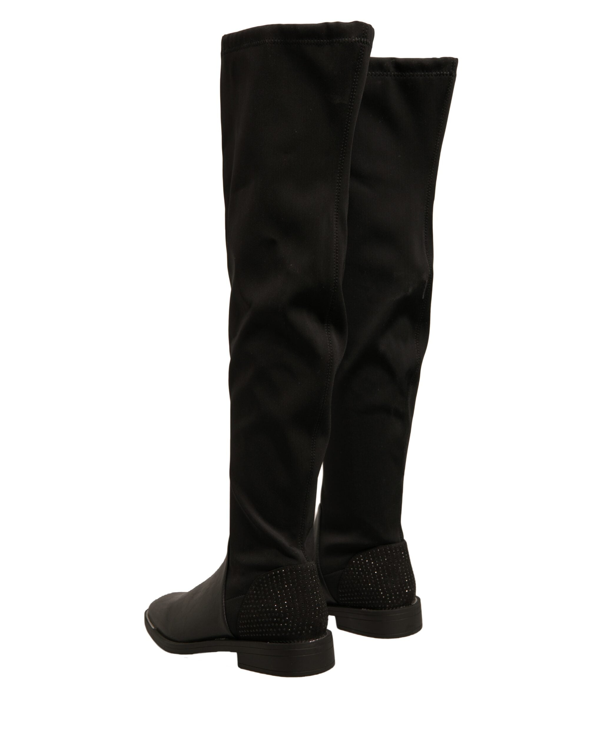 MY TWIN Black Leather Suede Flats High Boots Shoes -   -  MY TWIN.