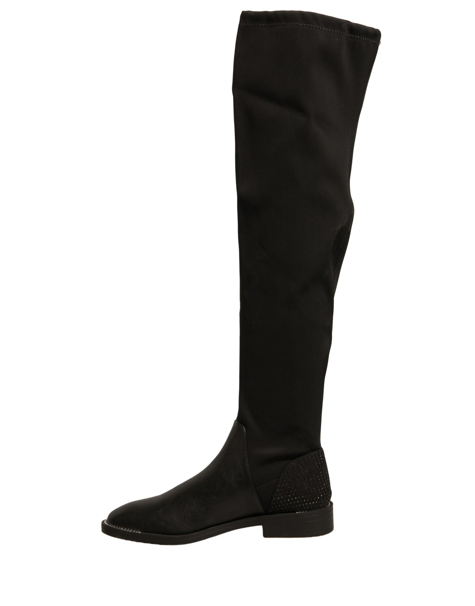 MY TWIN Black Leather Suede Flats High Boots Shoes -   -  MY TWIN.