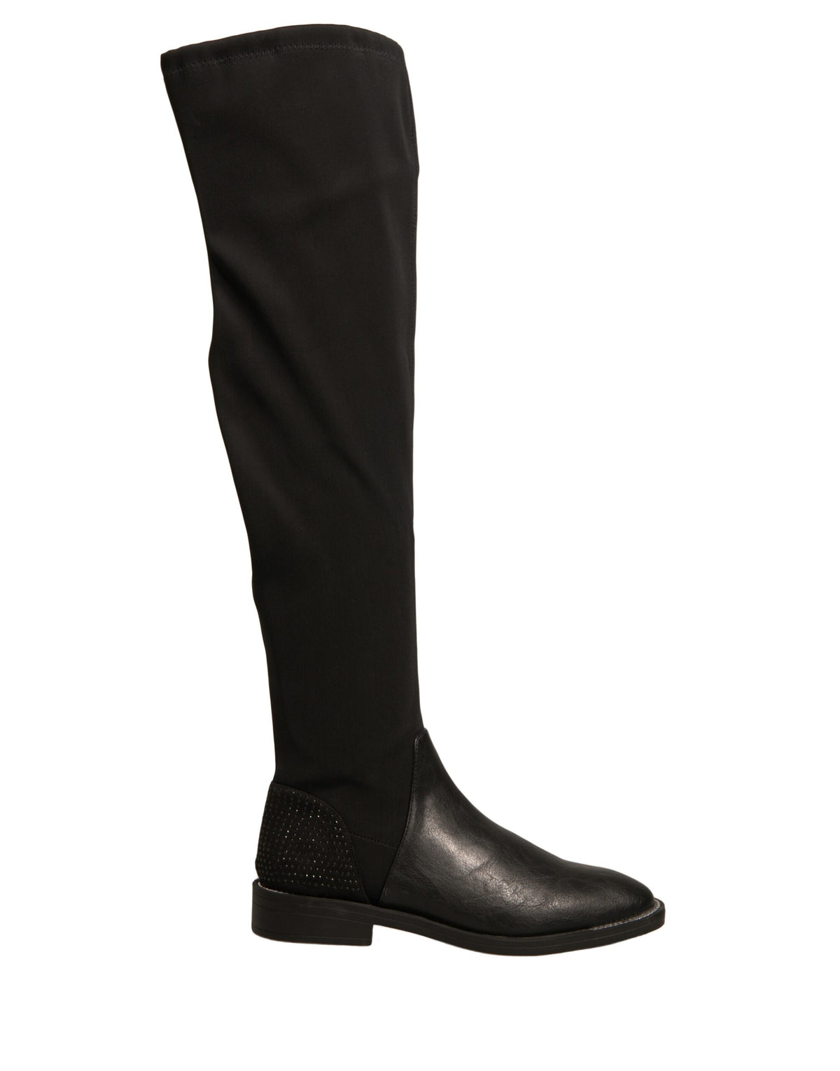 MY TWIN Black Leather Suede Flats High Boots Shoes -   -  MY TWIN.