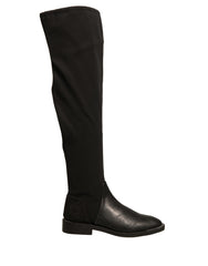 MY TWIN Black Leather Suede Flats High Boots Shoes -   -  MY TWIN.