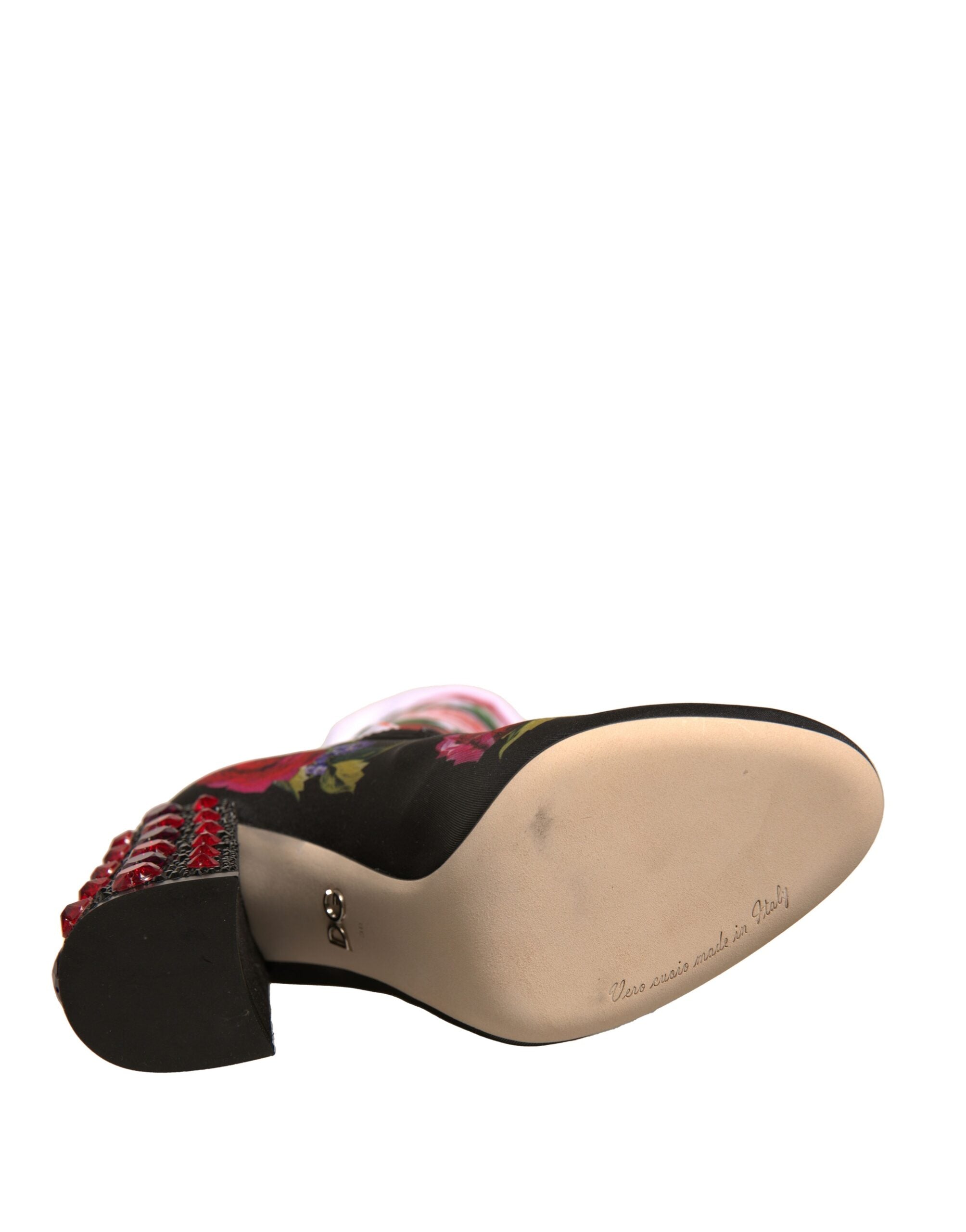 Dolce & Gabbana Black Floral Socks Crystal Boots Jersey Shoes -   -  Dolce & Gabbana.