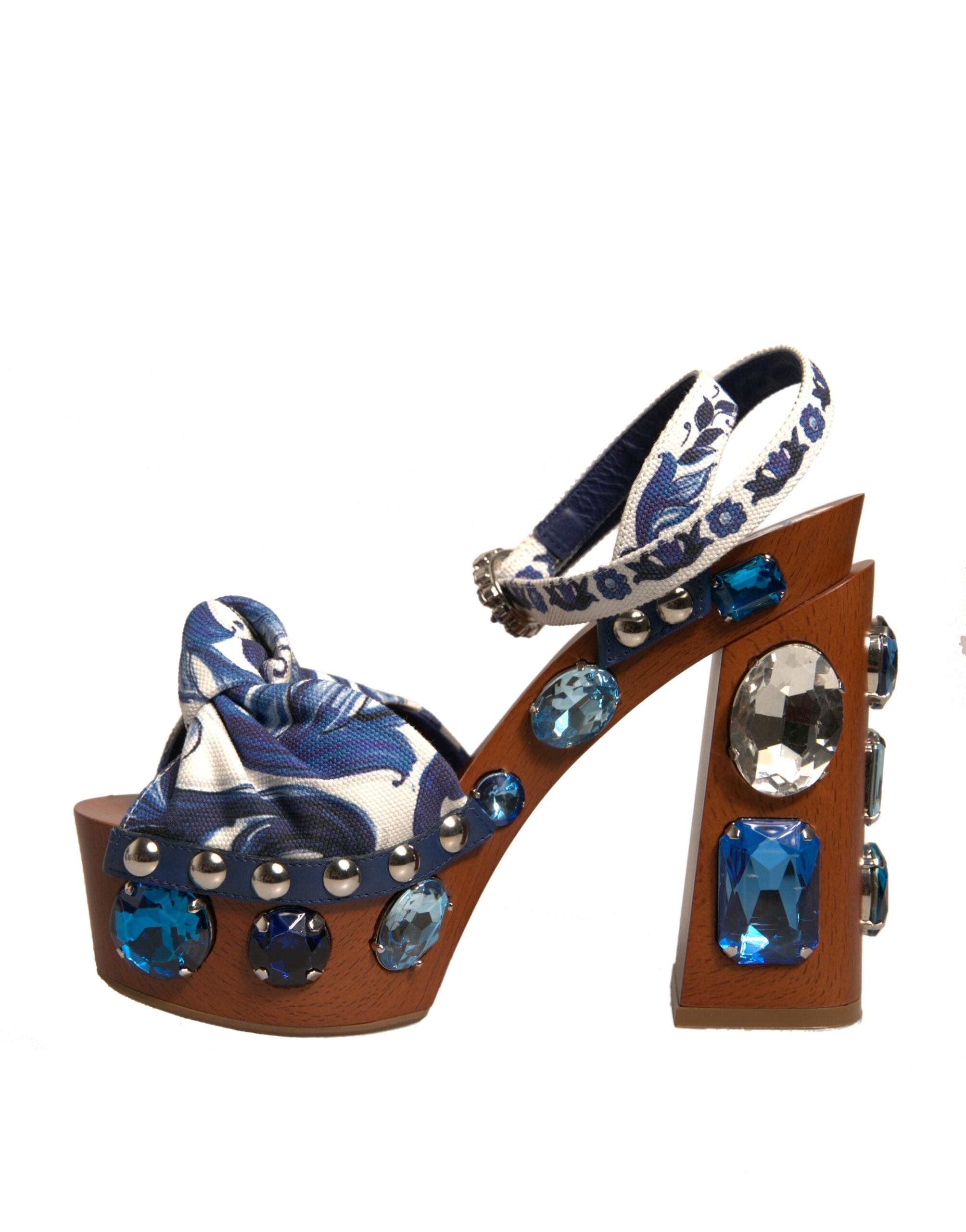 Dolce & Gabbana Multicolor Majolica Embellished Wedge Sandals Shoes -   -  Dolce & Gabbana.