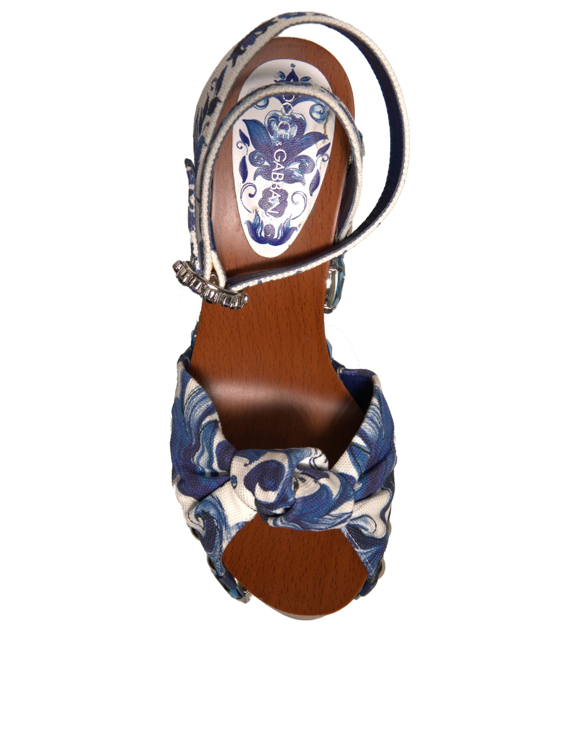 Dolce & Gabbana Multicolor Majolica Embellished Wedge Sandals Shoes -   -  Dolce & Gabbana.