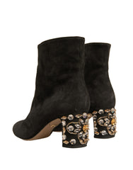 Dolce & Gabbana Black Embellished Heel Ankle Boots Shoes -   -  Dolce & Gabbana.