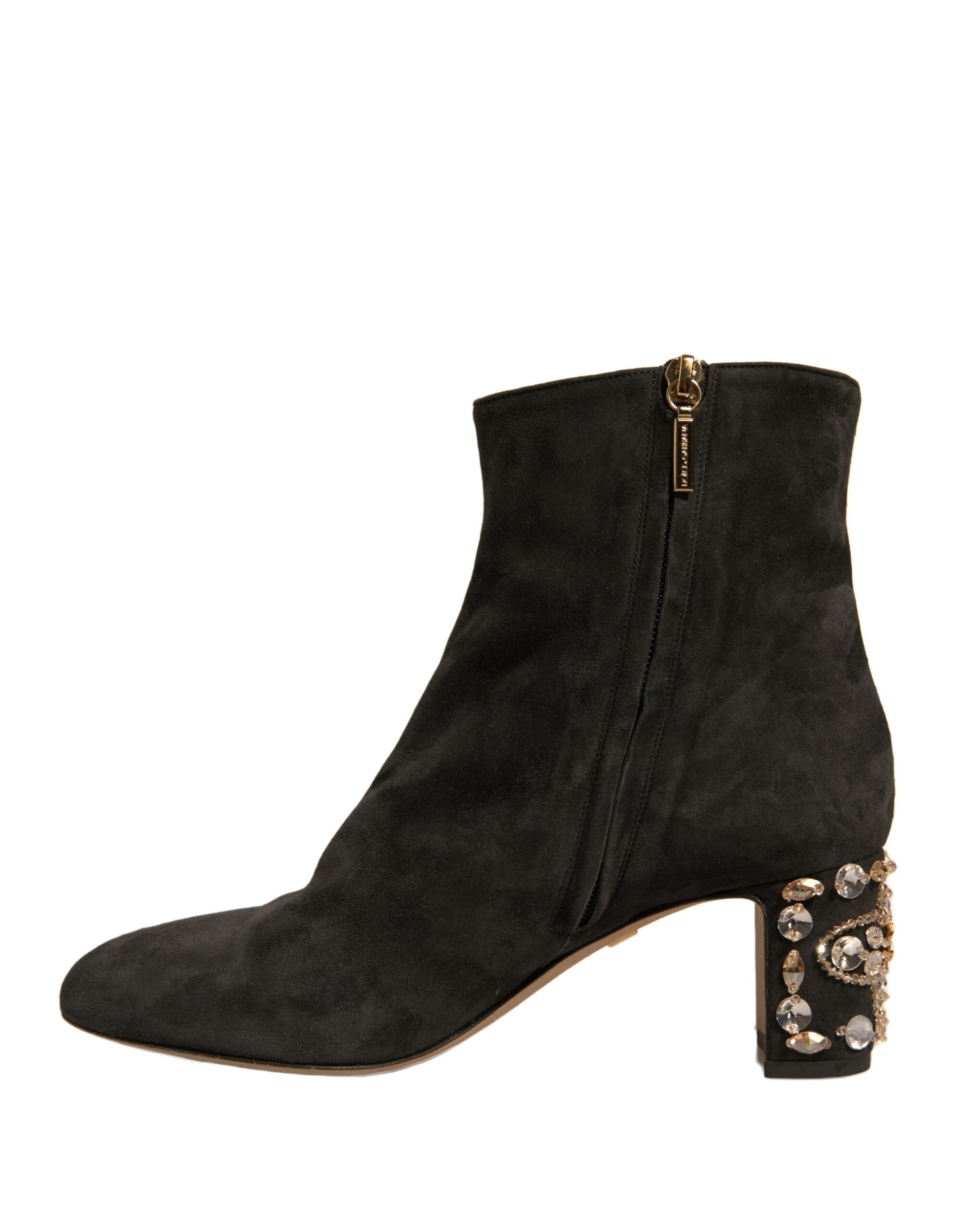 Dolce & Gabbana Black Embellished Heel Ankle Boots Shoes -   -  Dolce & Gabbana.