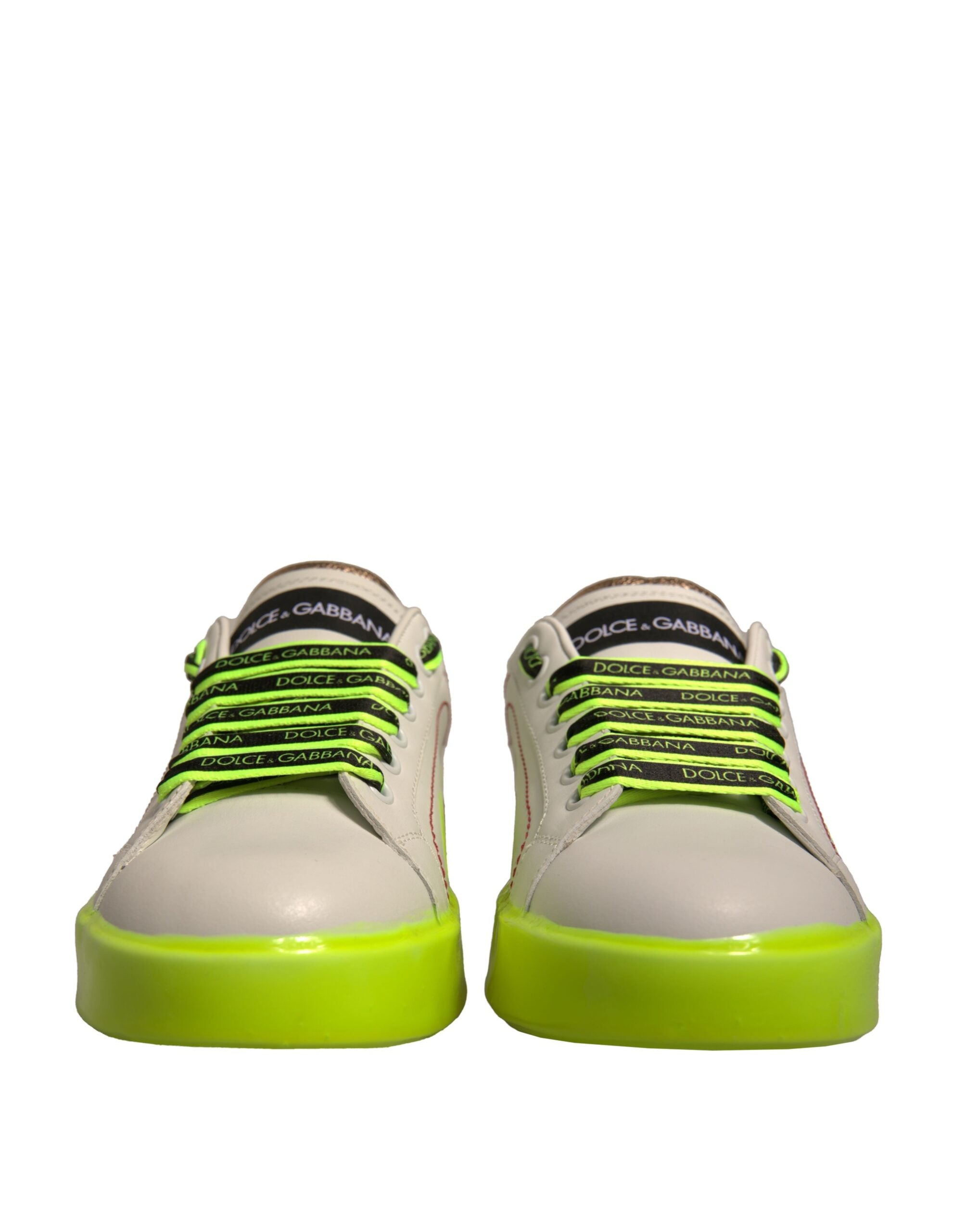 Dolce & Gabbana White Yellow Portofino Leather Sneakers Shoes -   -  Dolce & Gabbana.