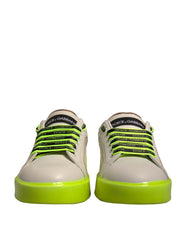 Dolce & Gabbana White Yellow Portofino Leather Sneakers Shoes -   -  Dolce & Gabbana.