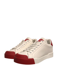 Dolce & Gabbana Shoes White Leather Logo Portofino Sneakers -   -  Dolce & Gabbana.