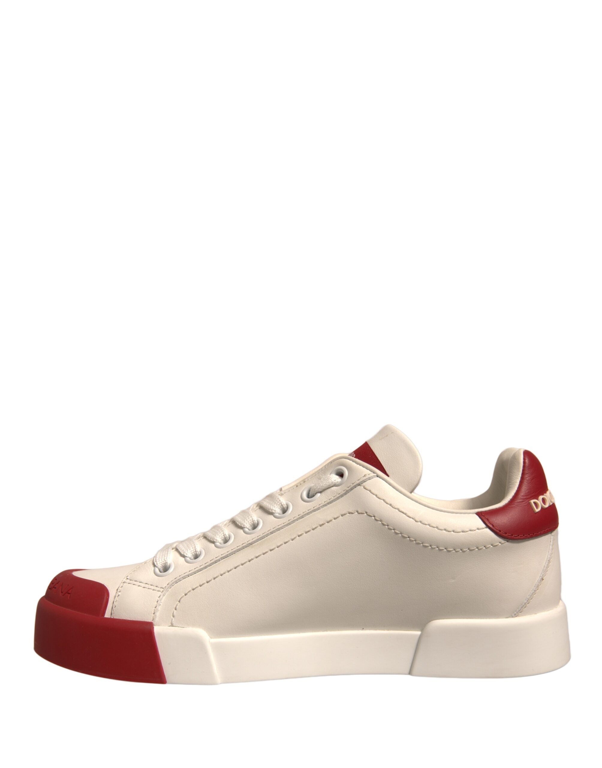 Dolce & Gabbana Shoes White Leather Logo Portofino Sneakers -   -  Dolce & Gabbana.