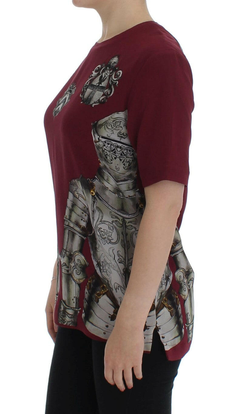 Dolce & Gabbana Red Knight Print Silk Blouse T-shirt -   -  Dolce & Gabbana.