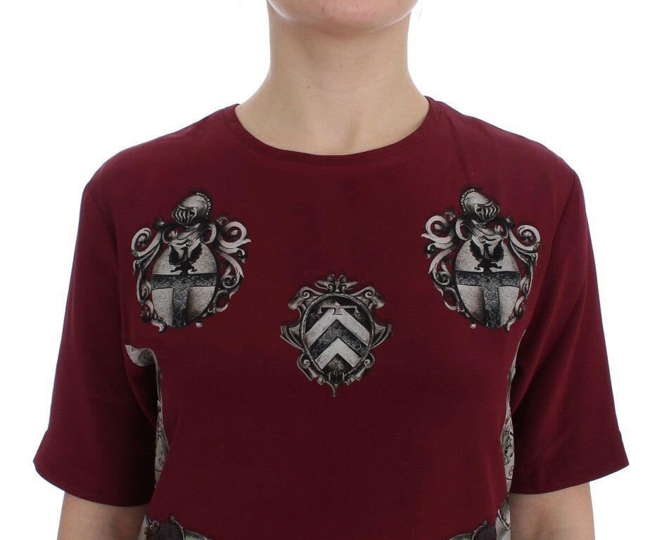 Dolce & Gabbana Red Knight Print Silk Blouse T-shirt -   -  Dolce & Gabbana.