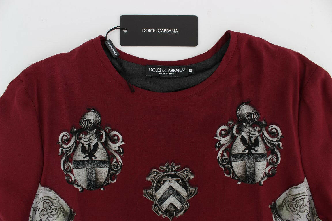 Dolce & Gabbana Red Knight Print Silk Blouse T-shirt -   -  Dolce & Gabbana.