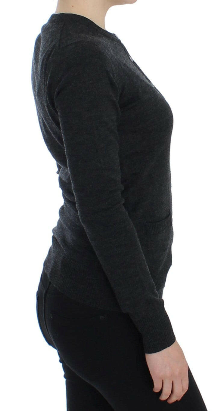 Dolce & Gabbana Gray Wool Button Cardigan Sweater -   -  Dolce & Gabbana.