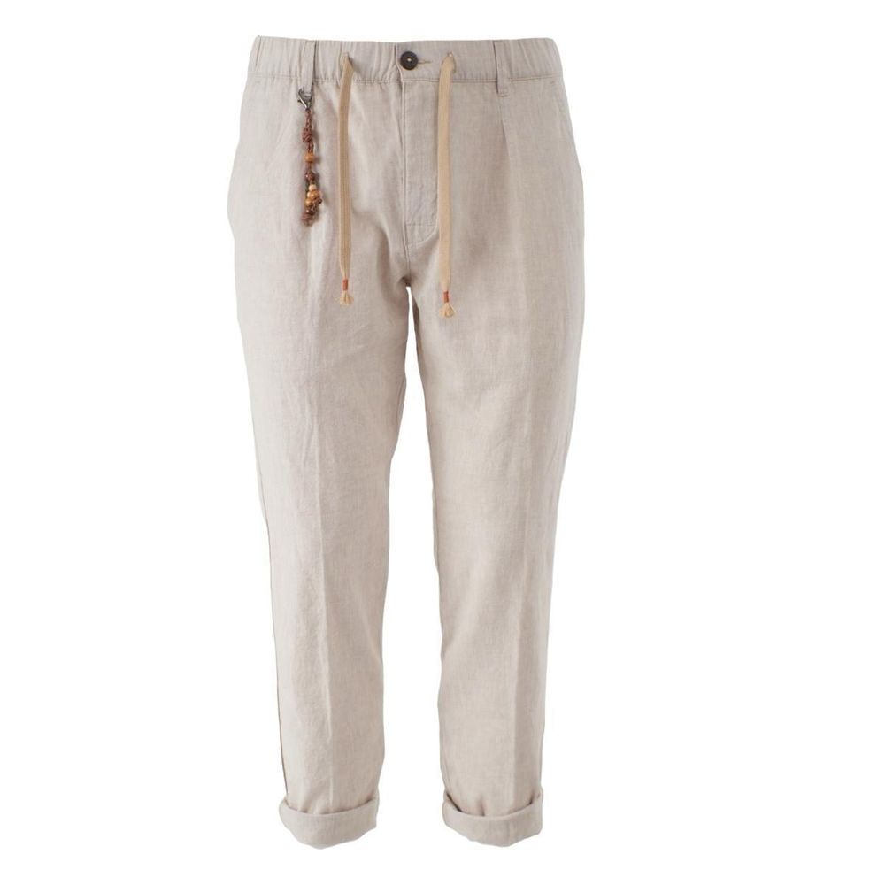 Yes Zee Beige Linen Men Trouser -   -  Yes Zee.