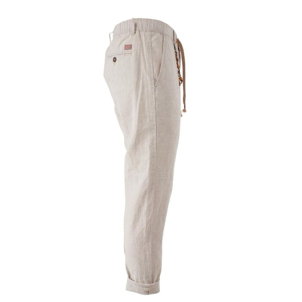 Yes Zee Beige Linen Men Trouser -   -  Yes Zee.