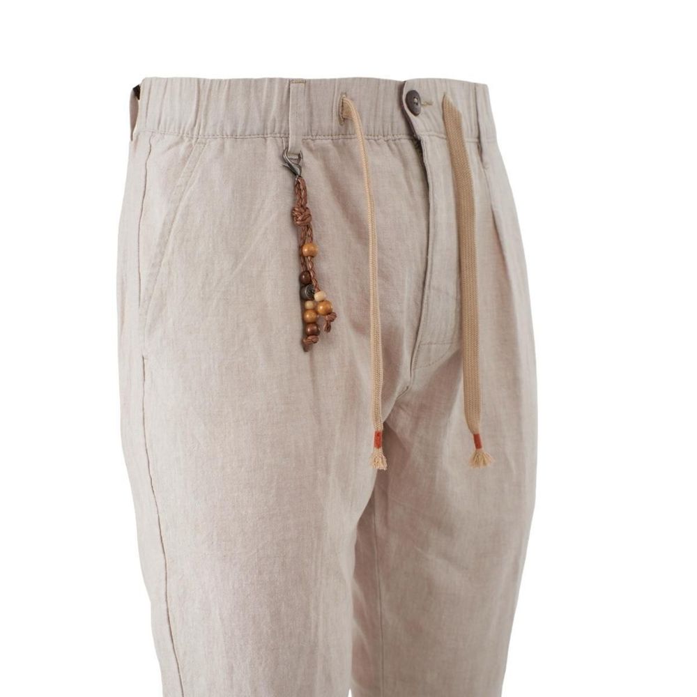 Yes Zee Beige Linen Men Trouser -   -  Yes Zee.