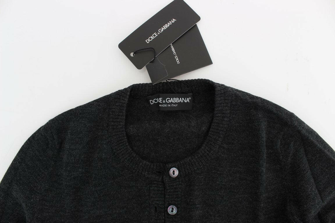 Dolce & Gabbana Gray Wool Button Cardigan Sweater -   -  Dolce & Gabbana.