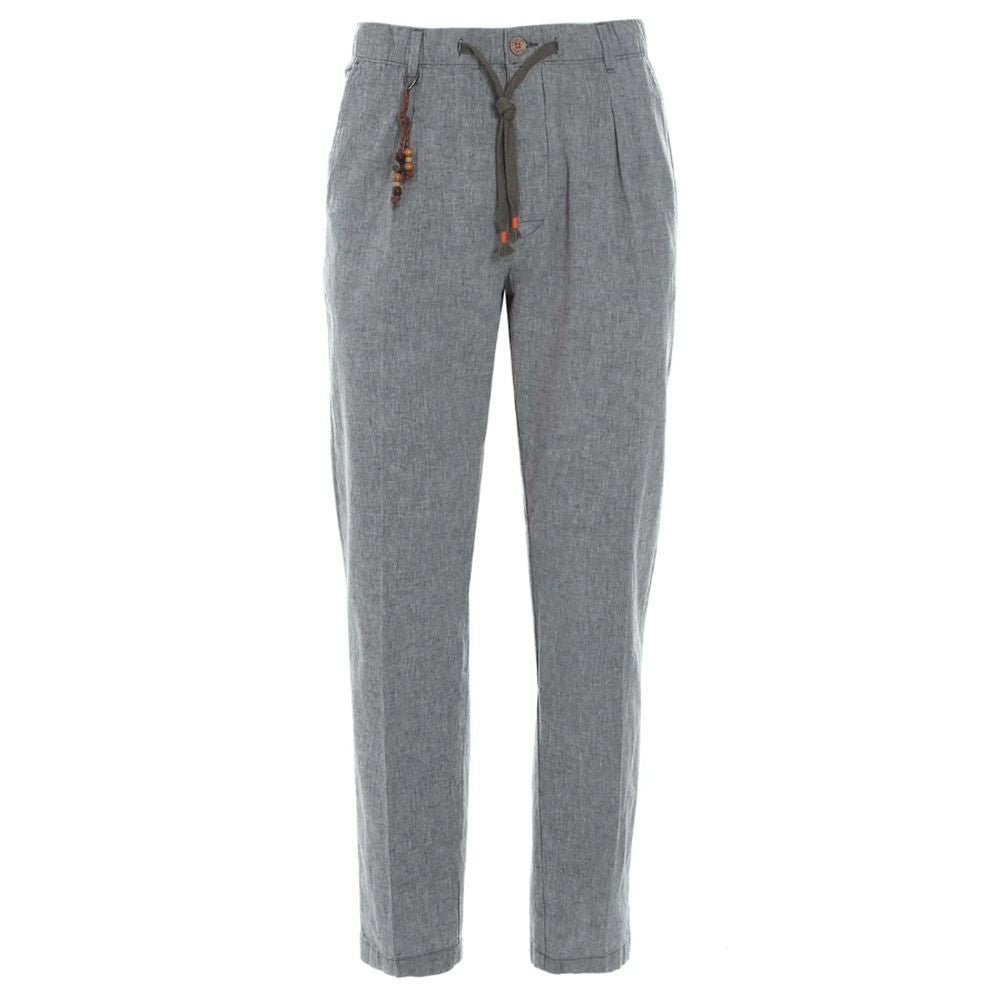 Yes Zee Gray Linen Men Trouser -   -  Yes Zee.