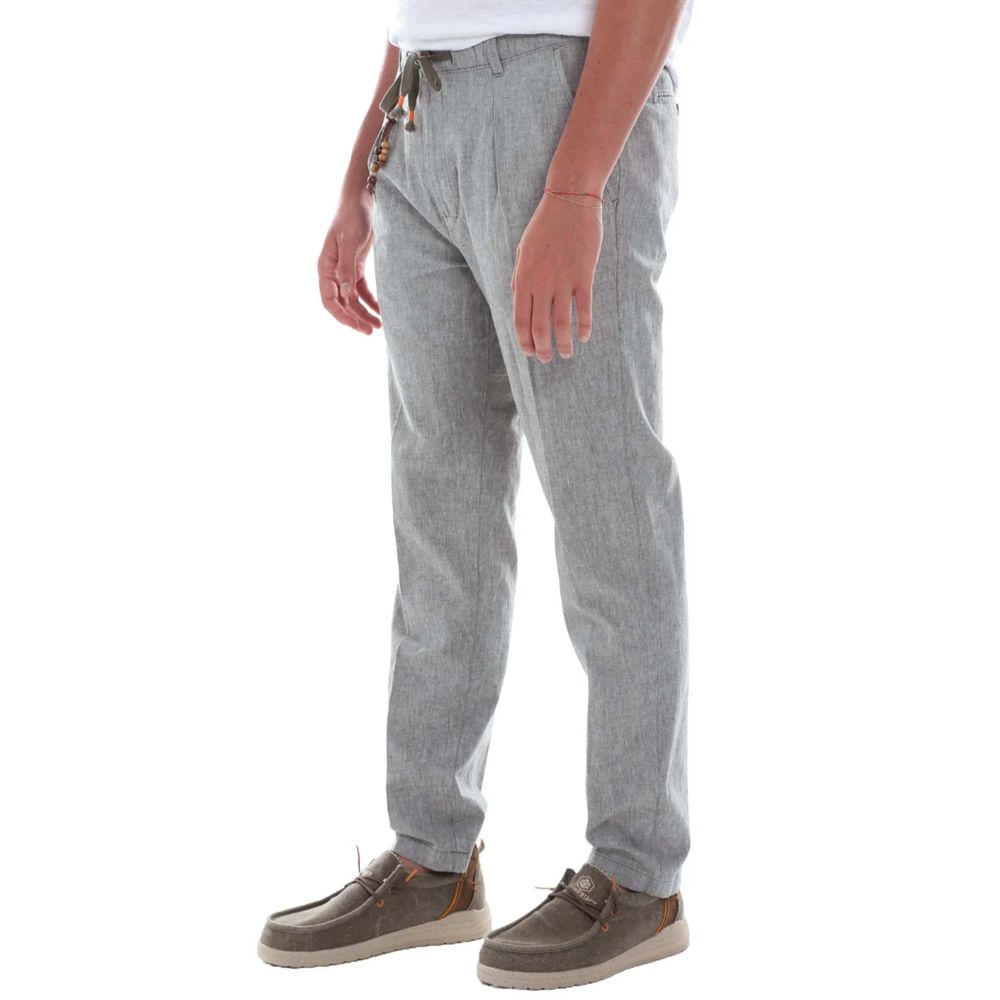Yes Zee Gray Linen Men Trouser -   -  Yes Zee.